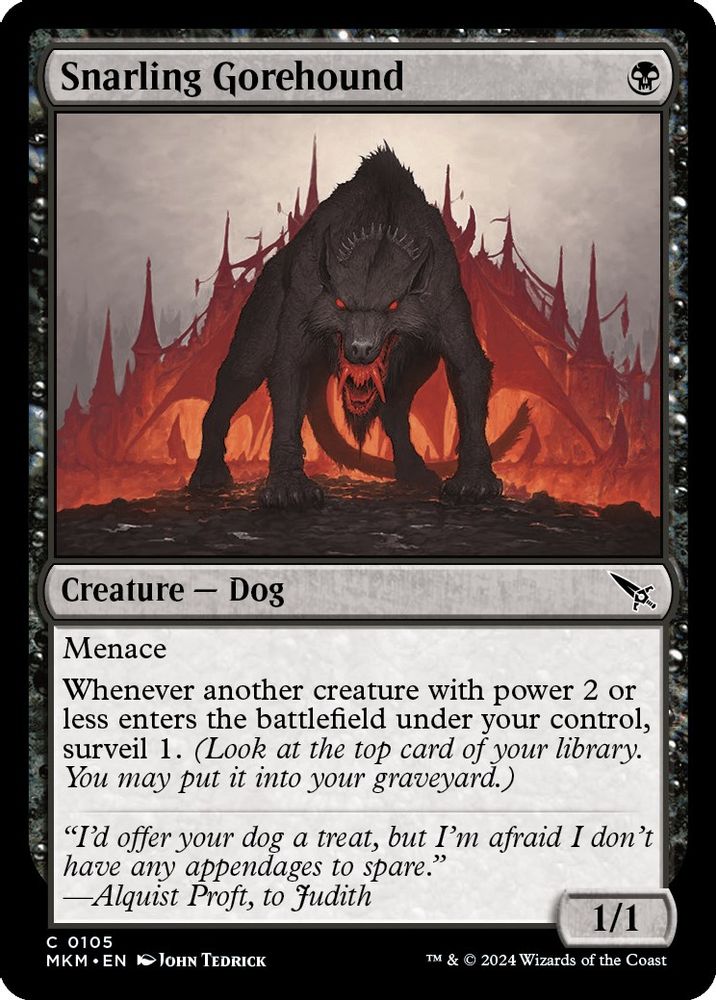 2024 Magic: The Gathering: Murders at Karlov Manor (MKM) - Snarling Gorehound (#105, Common)
