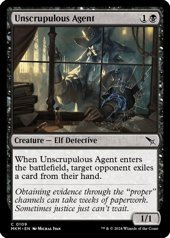 2024 Magic: The Gathering: Murders at Karlov Manor (MKM) - Unscrupulous Agent (#109, Common) (, Near Mint)