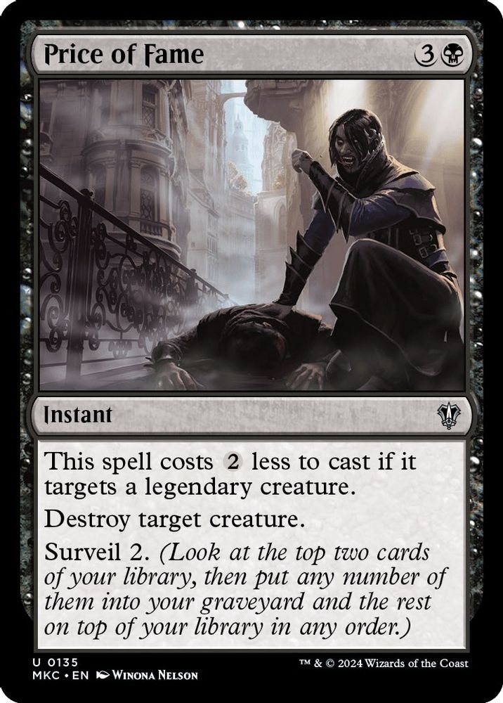 2024 Magic: The Gathering: Commander: Murders at Karlov Manor (MKC) - Price of Fame (#135, Uncommon) (, Near Mint)
