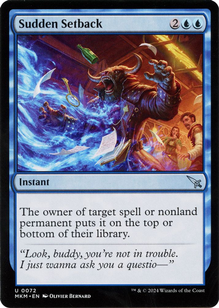 2024 Magic: The Gathering: Murders at Karlov Manor (MKM) - Sudden Setback a (#72, Uncommon) (, Near Mint)