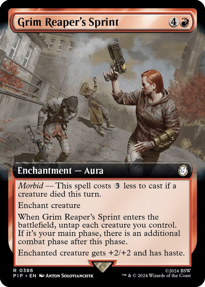 2024 Magic: The Gathering: Universes Beyond: Fallout (PIP) - Grim Reapers Sprint Extended Art (#386, Rare) (, Near Mint)