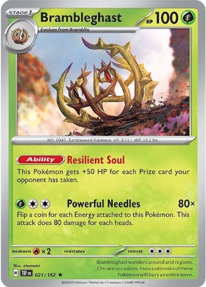 2024 Pokemon: SV05: Temporal Forces (TEF) - Brambleghast (#021/162, Rare)