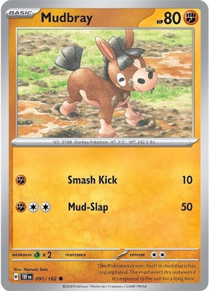 2024 Pokemon: SV05: Temporal Forces (TEF) - Mudbray (#091/162, Common) (Reverse Holofoil, Near Mint)