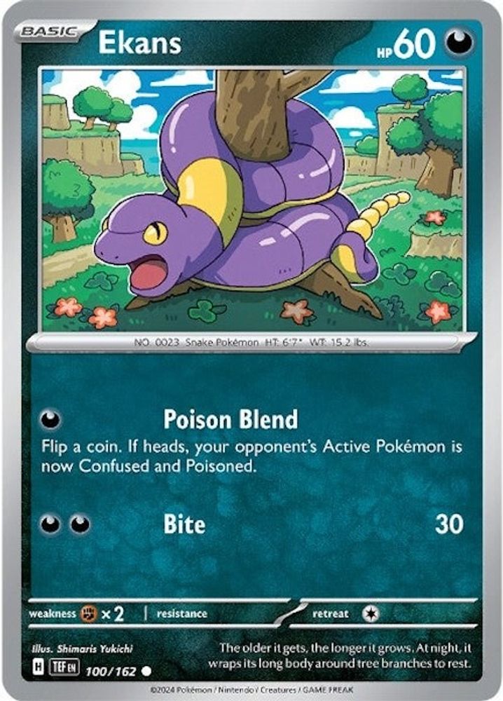 2024 Pokemon: SV05: Temporal Forces (TEF) - Ekans (#100/162, Common) (Reverse Holofoil, Near Mint)