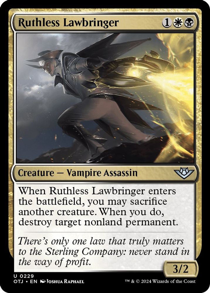 2024 Magic: The Gathering: Outlaws of Thunder Junction (OTJ) - Ruthless Lawbringer (#229, Uncommon)