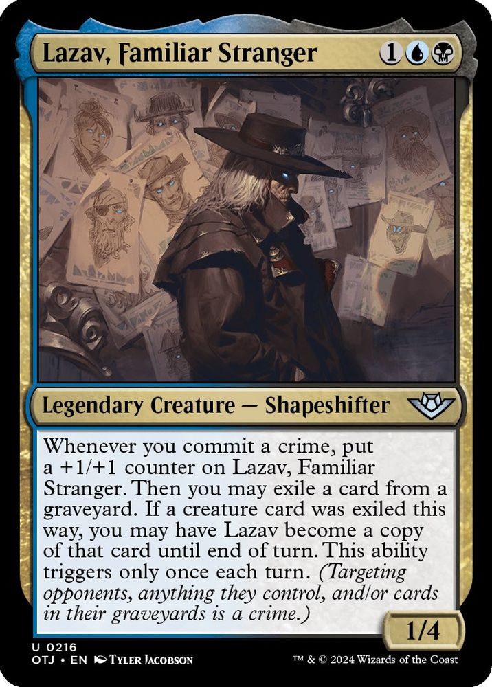 2024 Magic: The Gathering: Outlaws of Thunder Junction (OTJ) - Lazav Familiar Stranger (#216, Uncommon) (, Near Mint)