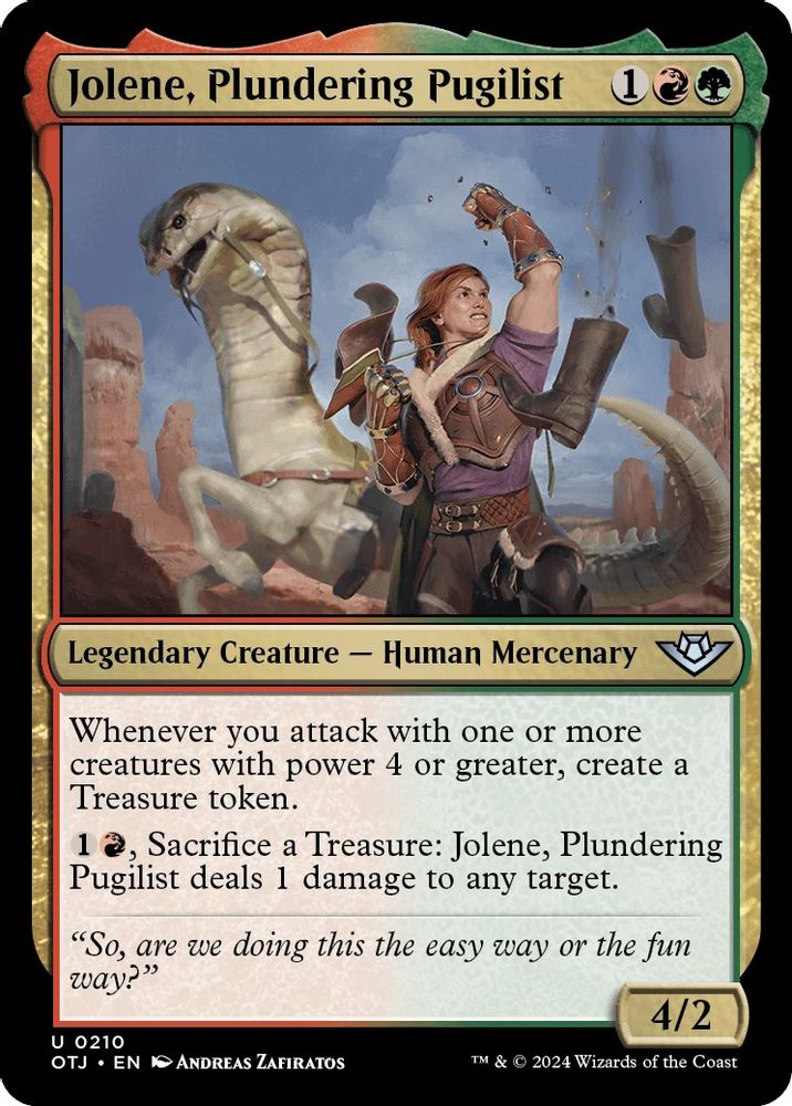 2024 Magic: The Gathering: Outlaws of Thunder Junction (OTJ) - Jolene Plundering Pugilist (#210, Uncommon) (, Near Mint)