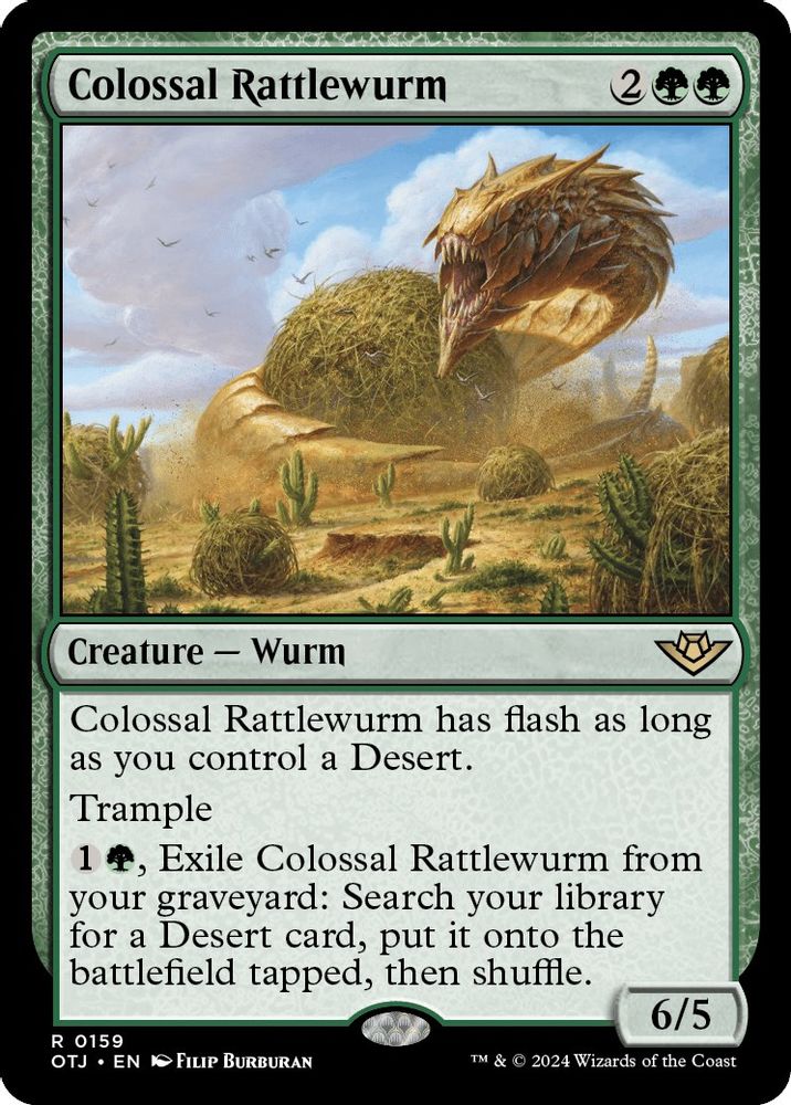 2024 Magic: The Gathering: Outlaws of Thunder Junction (OTJ) - Colossal Rattlewurm (#159, Rare) (Foil, Near Mint)