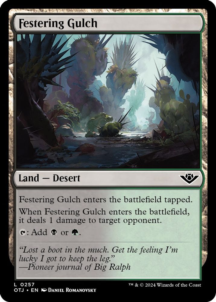 2024 Magic: The Gathering: Outlaws of Thunder Junction (OTJ) - Festering Gulch (#257, Land) (Foil, Near Mint)
