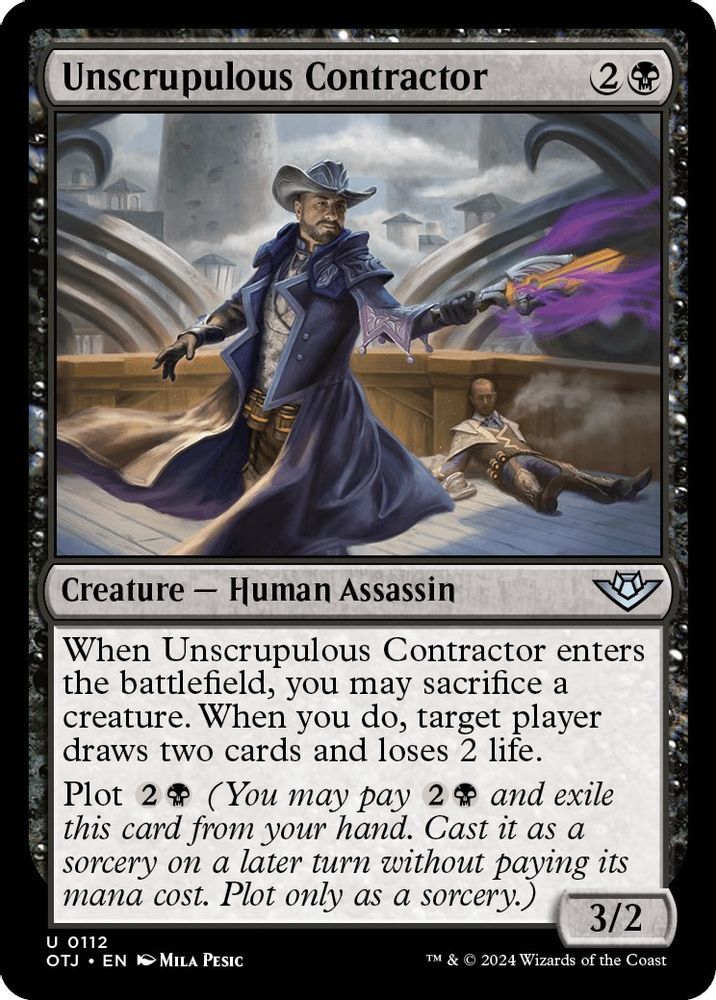 2024 Magic: The Gathering: Outlaws of Thunder Junction (OTJ) - Unscrupulous Contractor (#112, Uncommon) (, Near Mint)