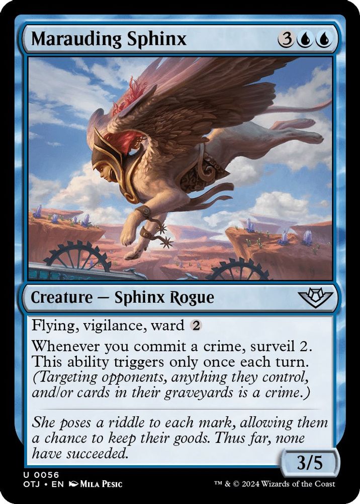 2024 Magic: The Gathering: Outlaws of Thunder Junction (OTJ) - Marauding Sphinx (#56, Uncommon) (, Near Mint)