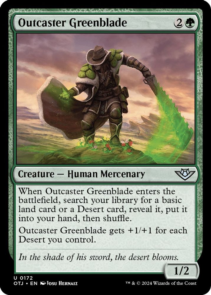 2024 Magic: The Gathering: Outlaws of Thunder Junction (OTJ) - Outcaster Greenblade (#172, Uncommon)