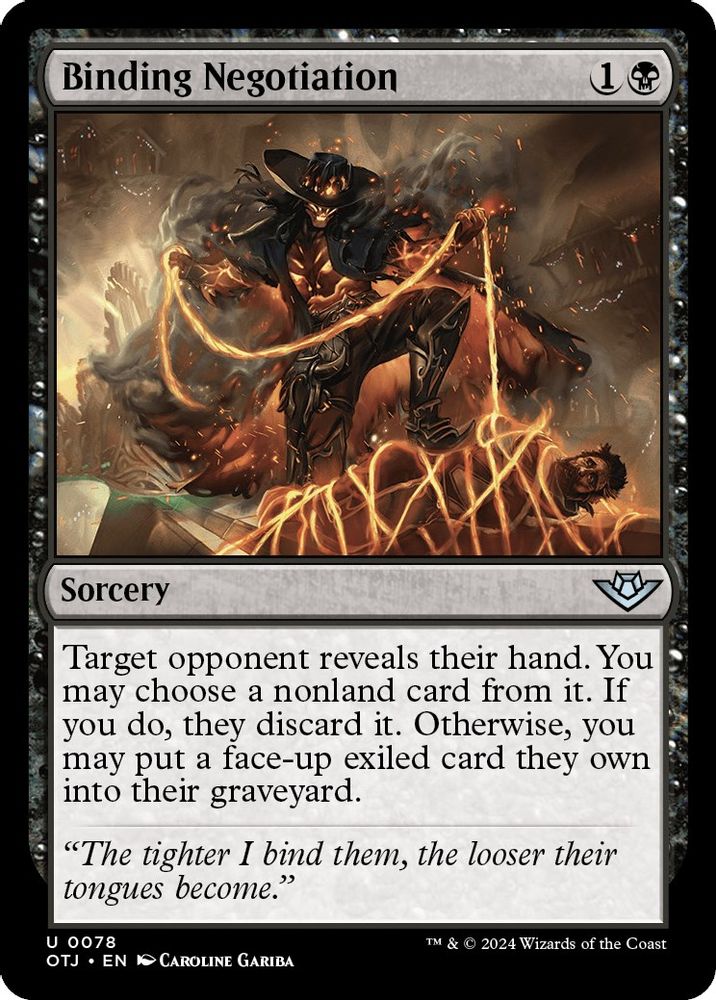 2024 Magic: The Gathering: Outlaws of Thunder Junction (OTJ) - Binding Negotiation (#78, Uncommon)