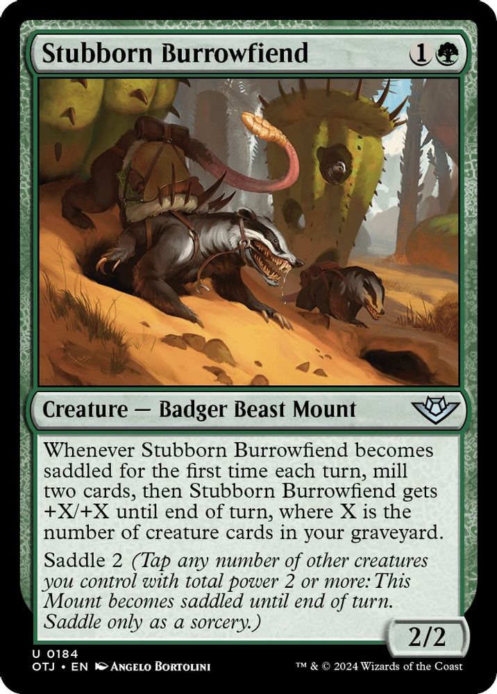 2024 Magic: The Gathering: Outlaws of Thunder Junction (OTJ) - Stubborn Burrowfiend (#184, Uncommon) (, Near Mint)