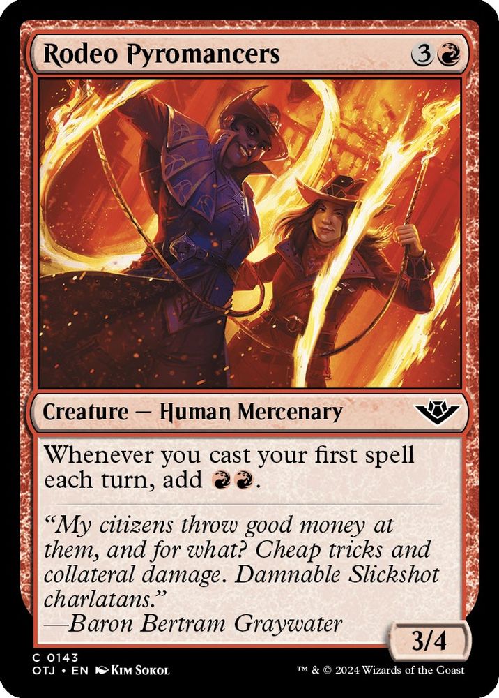 2024 Magic: The Gathering: Outlaws of Thunder Junction (OTJ) - Rodeo Pyromancers (#143, Common) (, Near Mint)