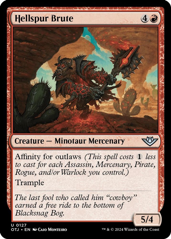 2024 Magic: The Gathering: Outlaws of Thunder Junction (OTJ) - Hellspur Brute (#127, Uncommon) (, Near Mint)