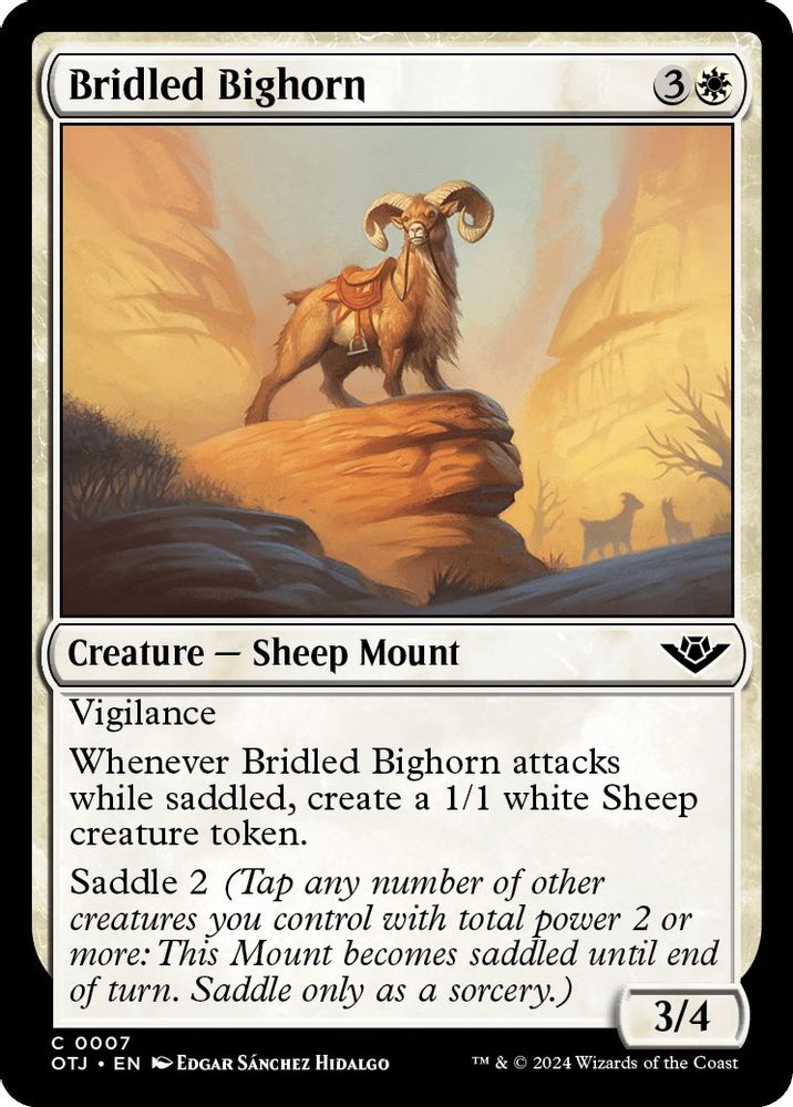 2024 Magic: The Gathering: Outlaws of Thunder Junction (OTJ) - Bridled Bighorn (#7, Common) (, Near Mint)