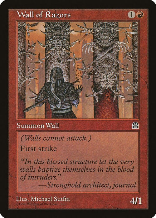 1998 Magic: The Gathering: Stronghold (STH) - Wall of Razors (#100, Uncommon) (, Near Mint)