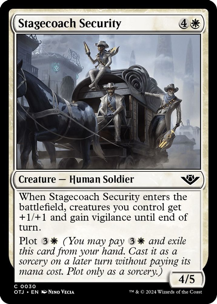 2024 Magic: The Gathering: Outlaws of Thunder Junction (OTJ) - Stagecoach Security (#30, Common)
