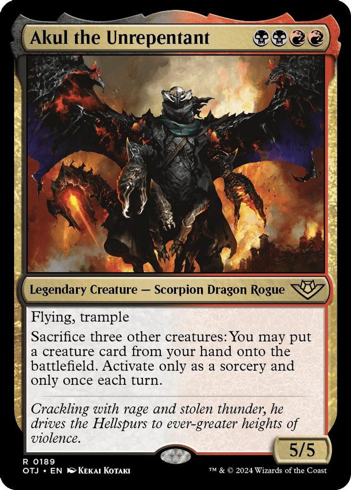 2024 Magic: The Gathering: Outlaws of Thunder Junction (OTJ) - Akul the Unrepentant (#189, Rare) (, Near Mint)