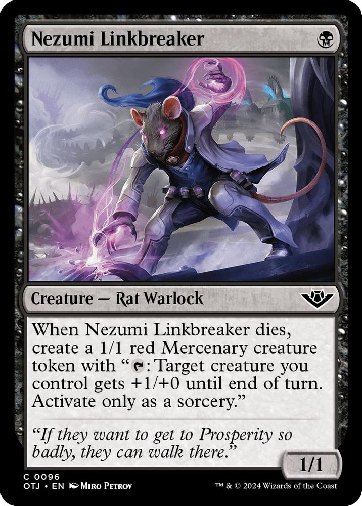 2024 Magic: The Gathering: Outlaws of Thunder Junction (OTJ) - Nezumi Linkbreaker (#96, Common) (, Near Mint)