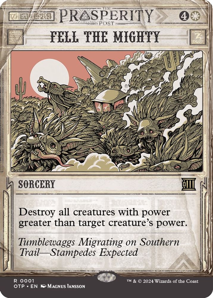 2024 Magic: The Gathering: Outlaws of Thunder Junction: Breaking News (OTP) - Fell the Mighty (#1, Rare) (, Near Mint)