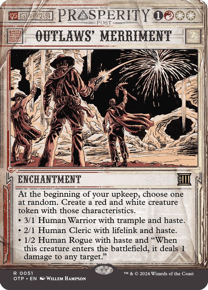 2024 Magic: The Gathering: Outlaws of Thunder Junction: Breaking News (OTP) - Outlaws Merriment (#51, Rare) (, Near Mint)
