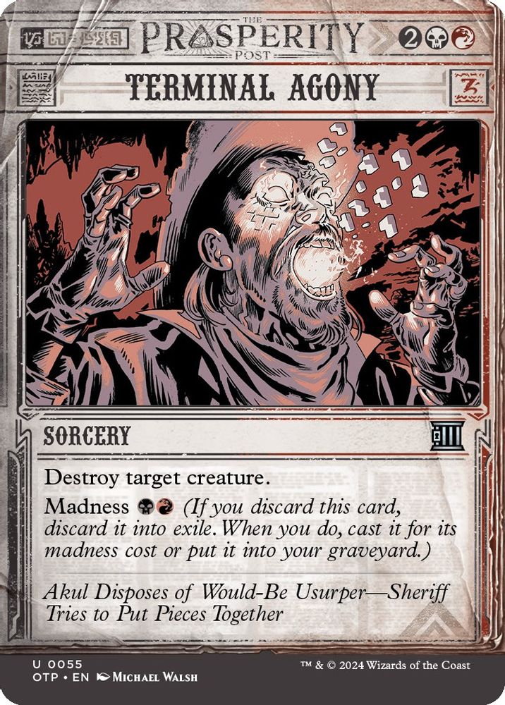 2024 Magic: The Gathering: Outlaws of Thunder Junction: Breaking News (OTP) - Terminal Agony (#55, Uncommon) (, Near Mint)