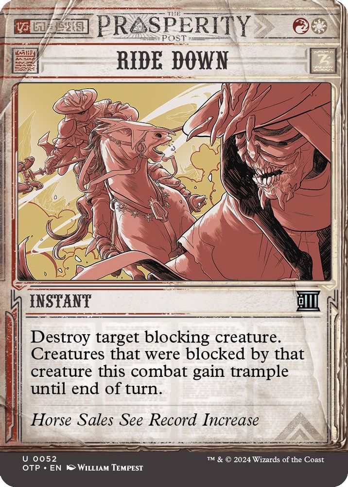 2024 Magic: The Gathering: Outlaws of Thunder Junction: Breaking News (OTP) - Ride Down (#52, Uncommon)