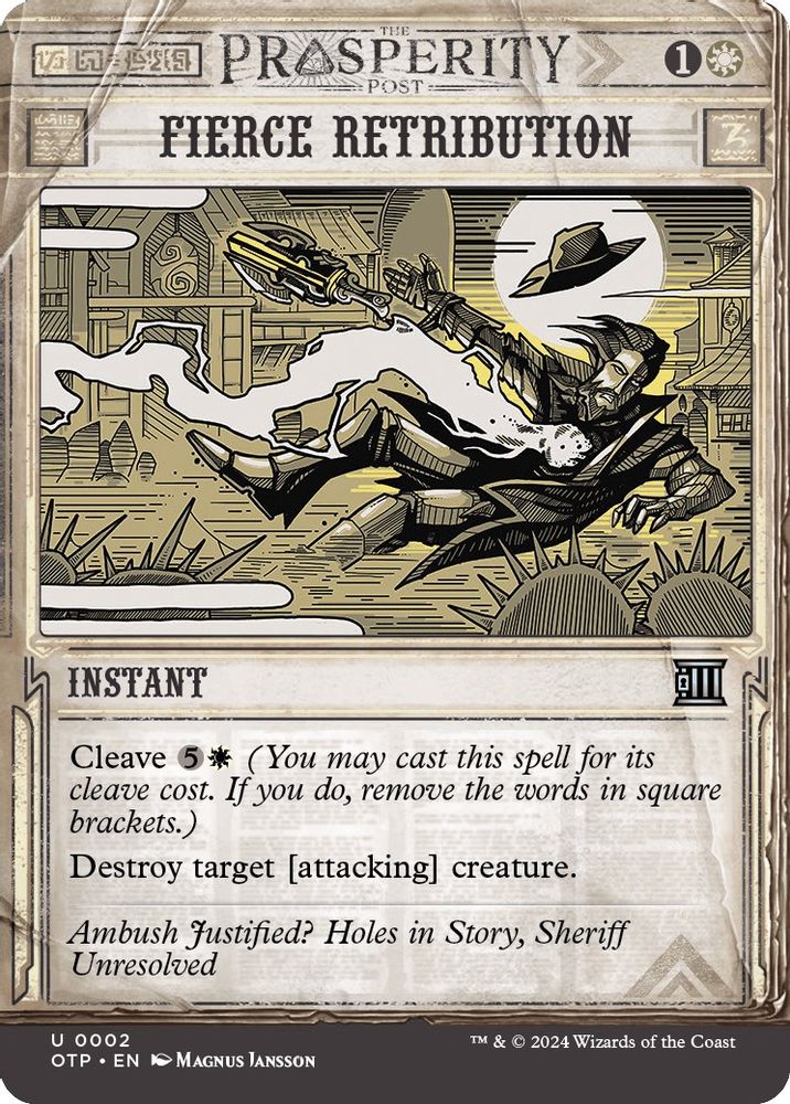 2024 Magic: The Gathering: Outlaws of Thunder Junction: Breaking News (OTP) - Fierce Retribution (#2, Uncommon) (, Near Mint)