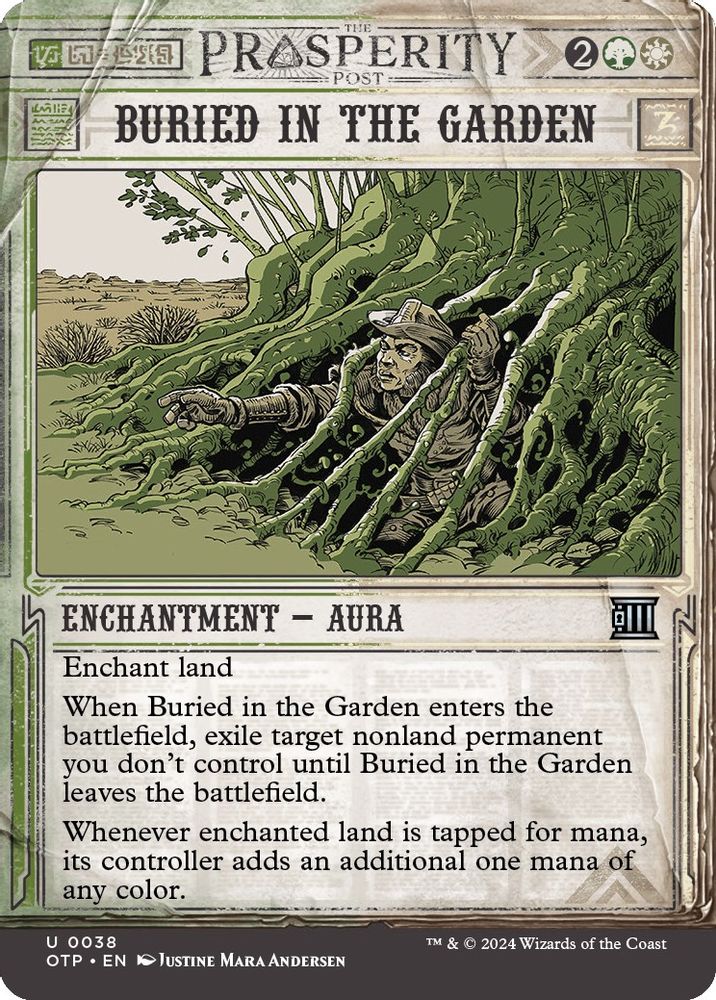 2024 Magic: The Gathering: Outlaws of Thunder Junction: Breaking News (OTP) - Buried in the Garden (#38, Uncommon)