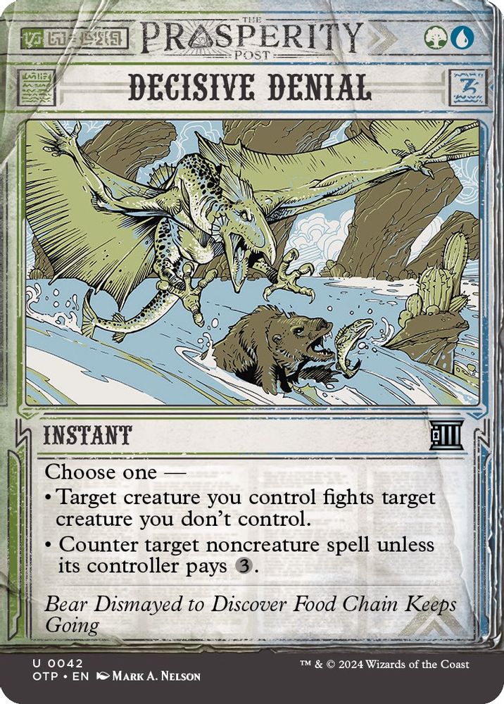 2024 Magic: The Gathering: Outlaws of Thunder Junction: Breaking News (OTP) - Decisive Denial (#42, Uncommon) (, Near Mint)