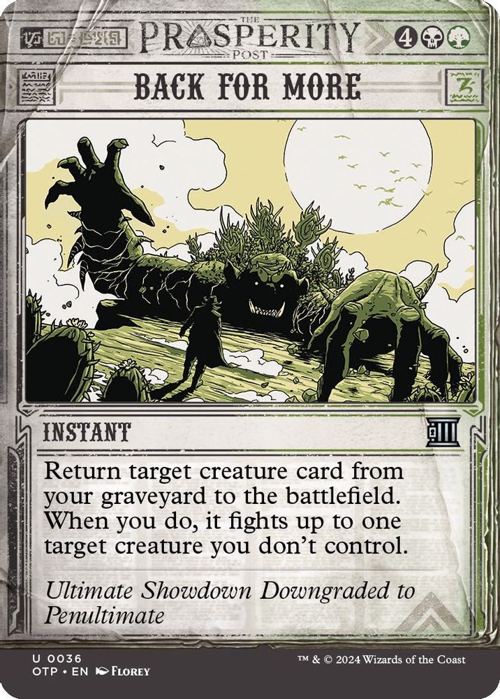 2024 Magic: The Gathering: Outlaws of Thunder Junction: Breaking News (OTP) - Back for More (#36, Uncommon) (, Near Mint)