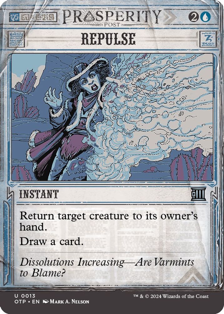 2024 Magic: The Gathering: Outlaws of Thunder Junction: Breaking News (OTP) - Repulse (#13, Uncommon)