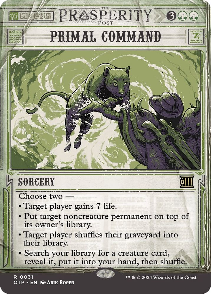 2024 Magic: The Gathering: Outlaws of Thunder Junction: Breaking News (OTP) - Primal Command (#31, Rare) (, Near Mint)