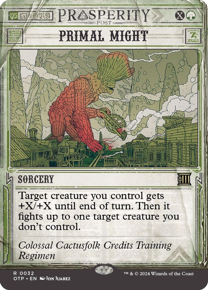 2024 Magic: The Gathering: Outlaws of Thunder Junction: Breaking News (OTP) - Primal Might (#32, Rare) (, Near Mint)