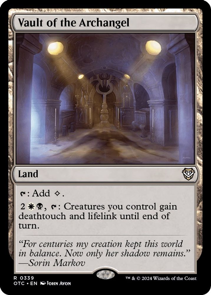 2024 Magic: The Gathering: Commander: Outlaws of Thunder Junction (OTC) - Vault of the Archangel (#339, Rare) (, Near Mint)