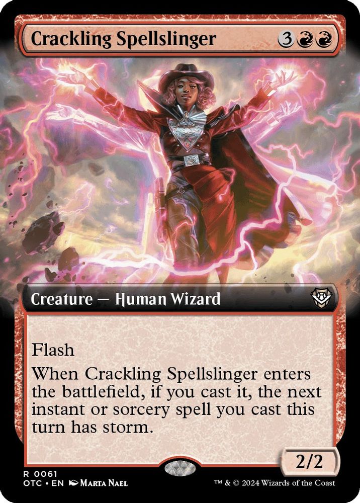 2024 Magic: The Gathering: Commander: Outlaws of Thunder Junction (OTC) - Crackling Spellslinger Extended Art (#61, Rare) (, Near Mint)
