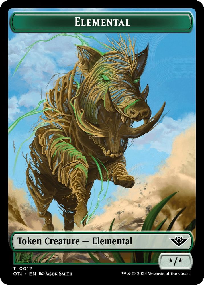 2024 Magic: The Gathering: Outlaws of Thunder Junction (OTJ) - Elemental Plot Double Sided Token (#12 // 20, T) (, Near Mint)