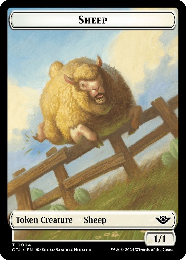 2024 Magic: The Gathering: Outlaws of Thunder Junction (OTJ) - Sheep Plot Double Sided Token (#4 // 20, T) (, Near Mint)