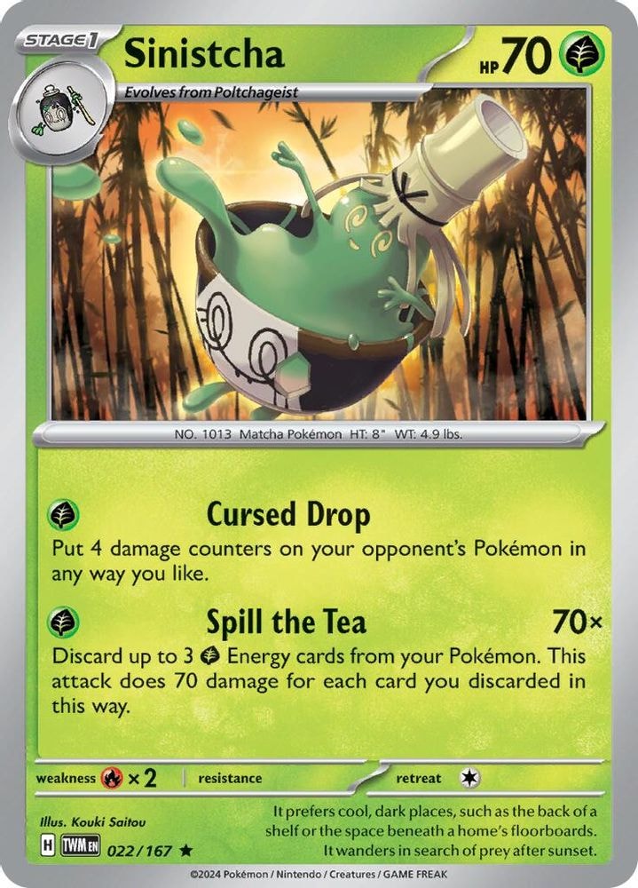 2024 Pokemon: SV06: Twilight Masquerade (TWM) - Sinistcha (#022/167, Rare) (Holofoil, Near Mint)