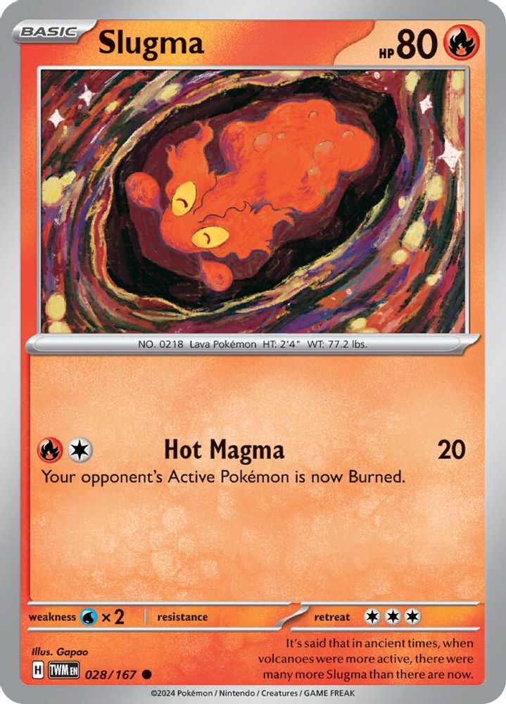 2024 Pokemon: SV06: Twilight Masquerade (TWM) - Slugma (#028/167, Common) (, Near Mint)