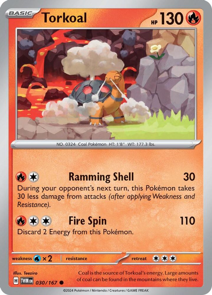 2024 Pokemon: SV06: Twilight Masquerade (TWM) - Torkoal 030 167 (#030/167, Common)