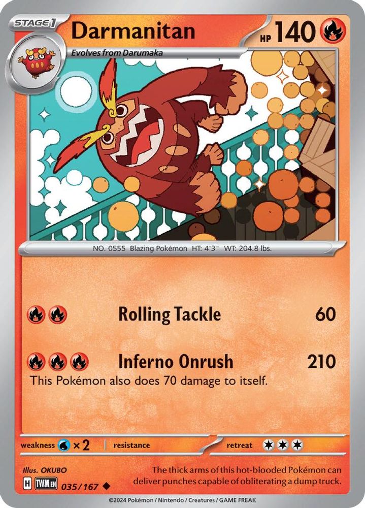 2024 Pokemon: SV06: Twilight Masquerade (TWM) - Darmanitan (#035/167, Uncommon) (, Near Mint)