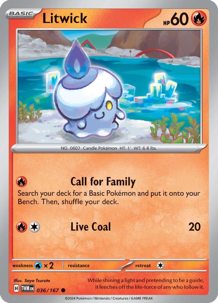 2024 Pokemon: SV06: Twilight Masquerade (TWM) - Litwick (#036/167, Common) (, Near Mint)