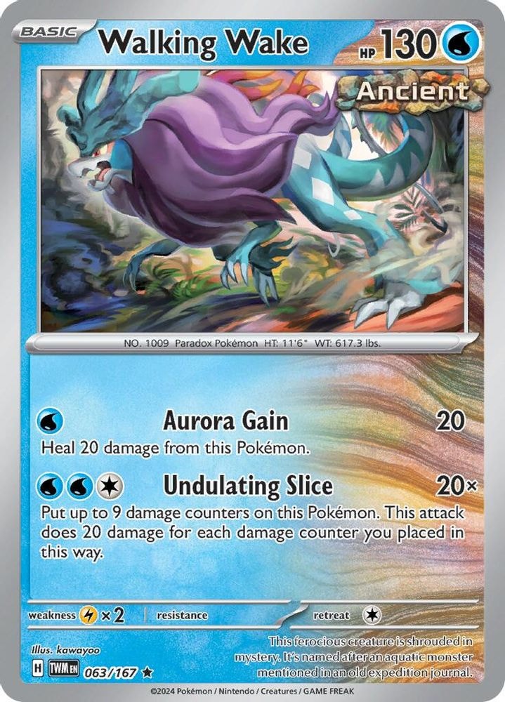 2024 Pokemon: SV06: Twilight Masquerade (TWM) - Walking Wake (#063/167, Rare) (Reverse Holofoil, Near Mint)