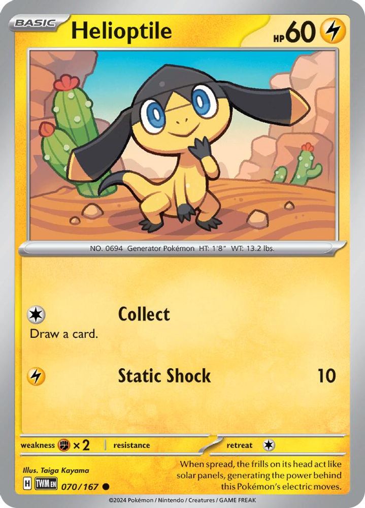 2024 Pokemon: SV06: Twilight Masquerade (TWM) - Helioptile (#070/167, Common) (Reverse Holofoil, Near Mint)