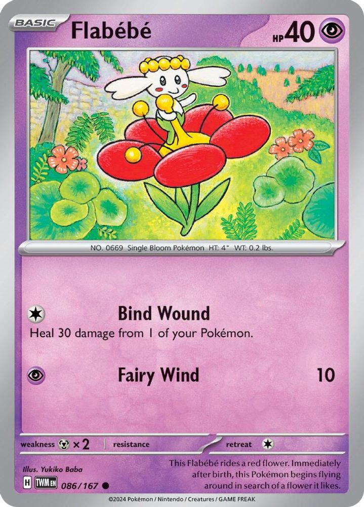 2024 Pokemon: SV06: Twilight Masquerade (TWM) - Flabebe (#086/167, Common) (, Near Mint)