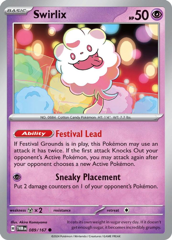 2024 Pokemon: SV06: Twilight Masquerade (TWM) - Swirlix (#089/167, Common) (, Near Mint)