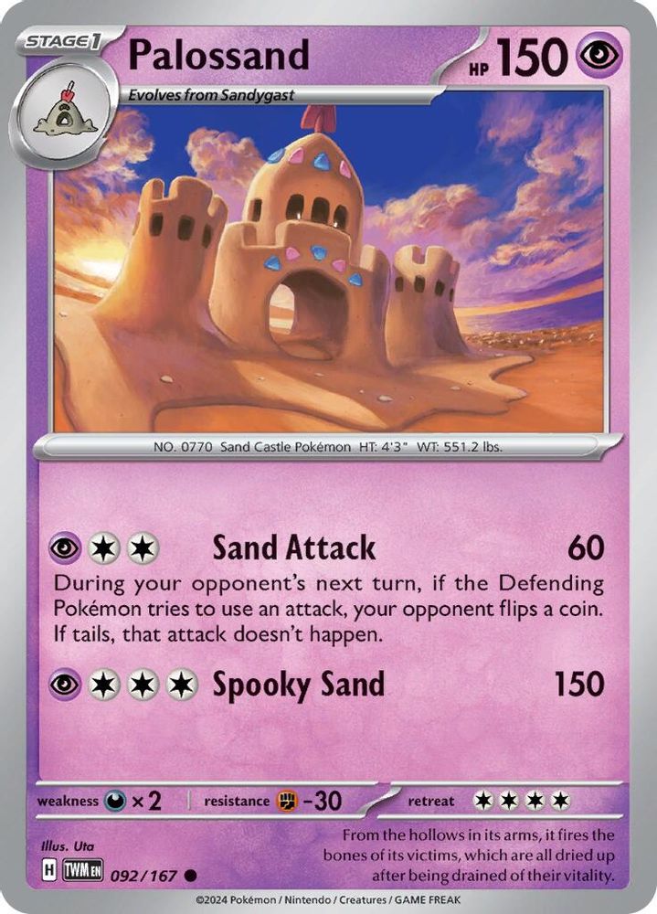 2024 Pokemon: SV06: Twilight Masquerade (TWM) - Palossand (#092/167, Common) (, Near Mint)